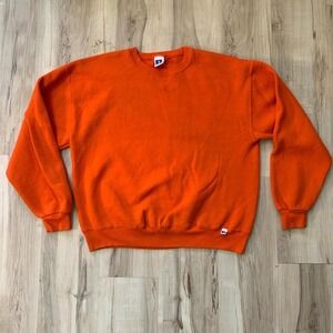 Vintage Y2K 2000s Russel Athletic orange crewneck sweatshirt plain